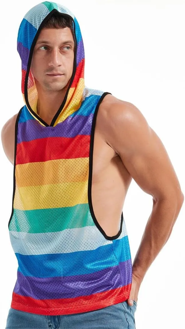 Men's Workout Hooded Tank Tops Bodybuilding Muscle Cut Off T Shirt Sleeveless Gym Hoodies