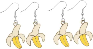 MERRYHAPY 2Pairs Banana Dangle Earrings Earrings Cute Banana Themed Jewelry for Women and Girls Fun Ear Accessories for Everyday Wear and Special Occasions