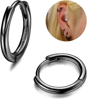 MILACOLATO 925 Sterling Silver Small Hoop Earring for Women Men 14K Gold Plated Huggie Hoop Earrings Hypoallergenic Cartilage Helix Piercing Sleeper Hoop Earrings for Sensitive Ears 8mm/10mm/12mm