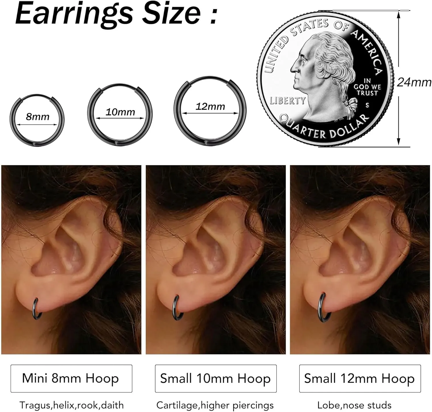 MILACOLATO 925 Sterling Silver Small Hoop Earring for Women Men 14K Gold Plated Huggie Hoop Earrings Hypoallergenic Cartilage Helix Piercing Sleeper Hoop Earrings for Sensitive Ears 8mm/10mm/12mm