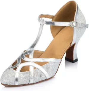 Misu Women's Closed Toe Suede Sole Latin Salsa Tango Practice Ballroom Dance Shoes with 2.3" Heel