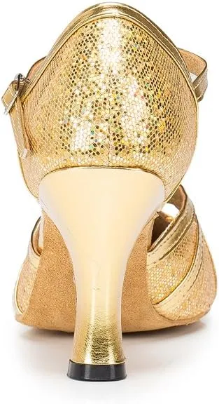 Misu Women's Closed Toe Suede Sole Latin Salsa Tango Practice Ballroom Dance Shoes with 3.1" Heel