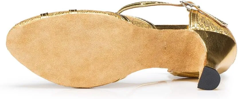 Misu Women's Closed Toe Suede Sole Latin Salsa Tango Practice Ballroom Dance Shoes with 3.1" Heel