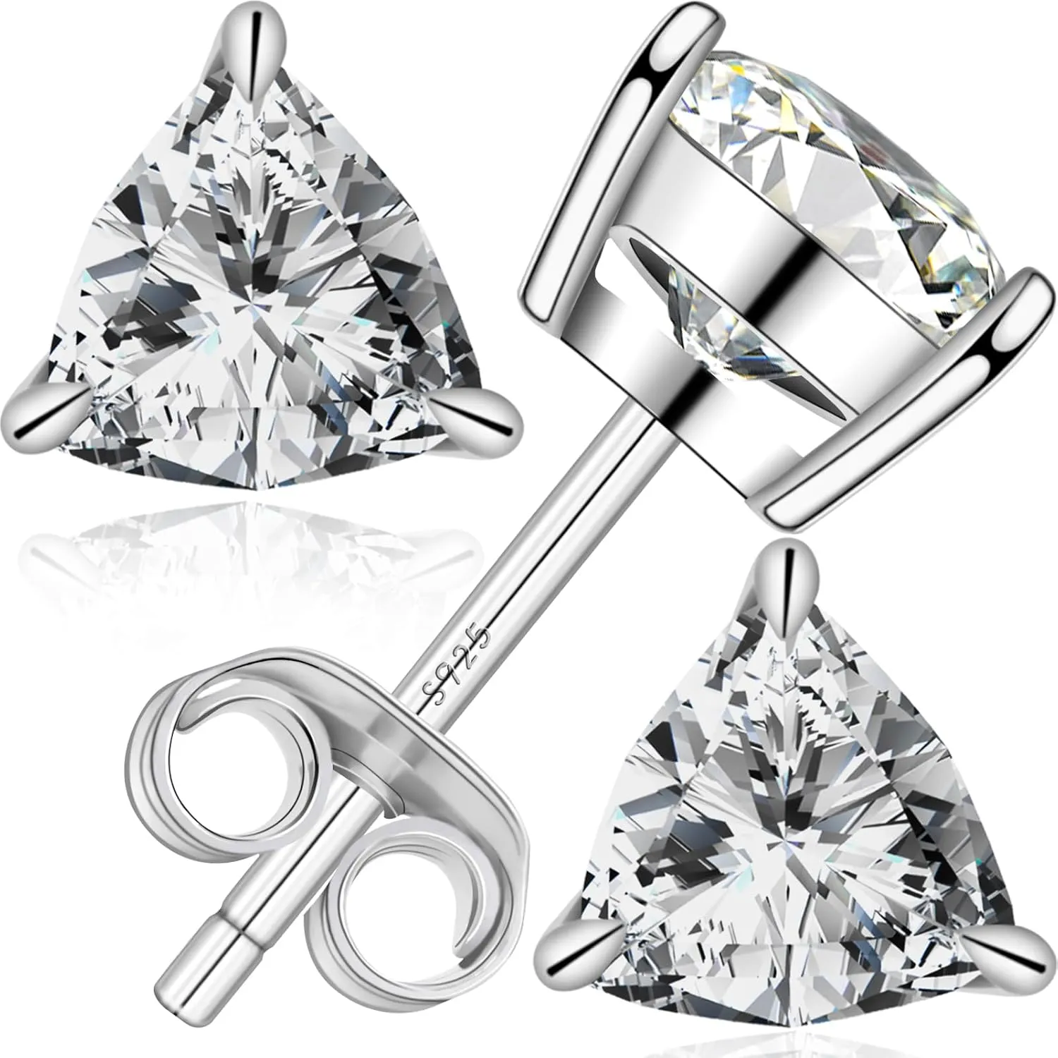 Moissanite Stud Earrings D Color VVS1 Clear Moissanite Earrings 18K Gold Plated 925 Sterling Silver Friction Base Hypoallergenic Earrings for Men Women