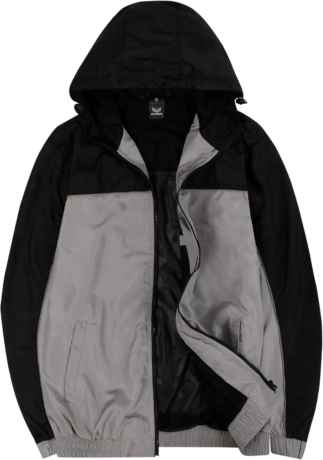 Mywu Mens Windbreaker Jacket Colorblock Casual Hooded Lightweight Jackets 90s Wind Breaker