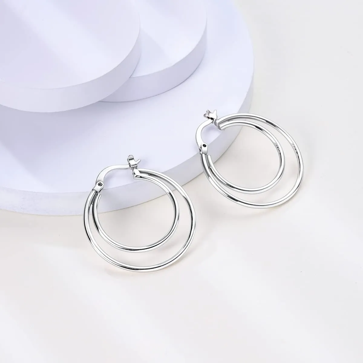 NARMO 925 Sterling Silver Hoop Earrings for Women Hypoallergenic Lightweight Simple Huggie Hoop Earrings Twisted Hoop Earrings Colorful Cubic Zirconia Hoop Earrings Rainbow Hoop Earrings