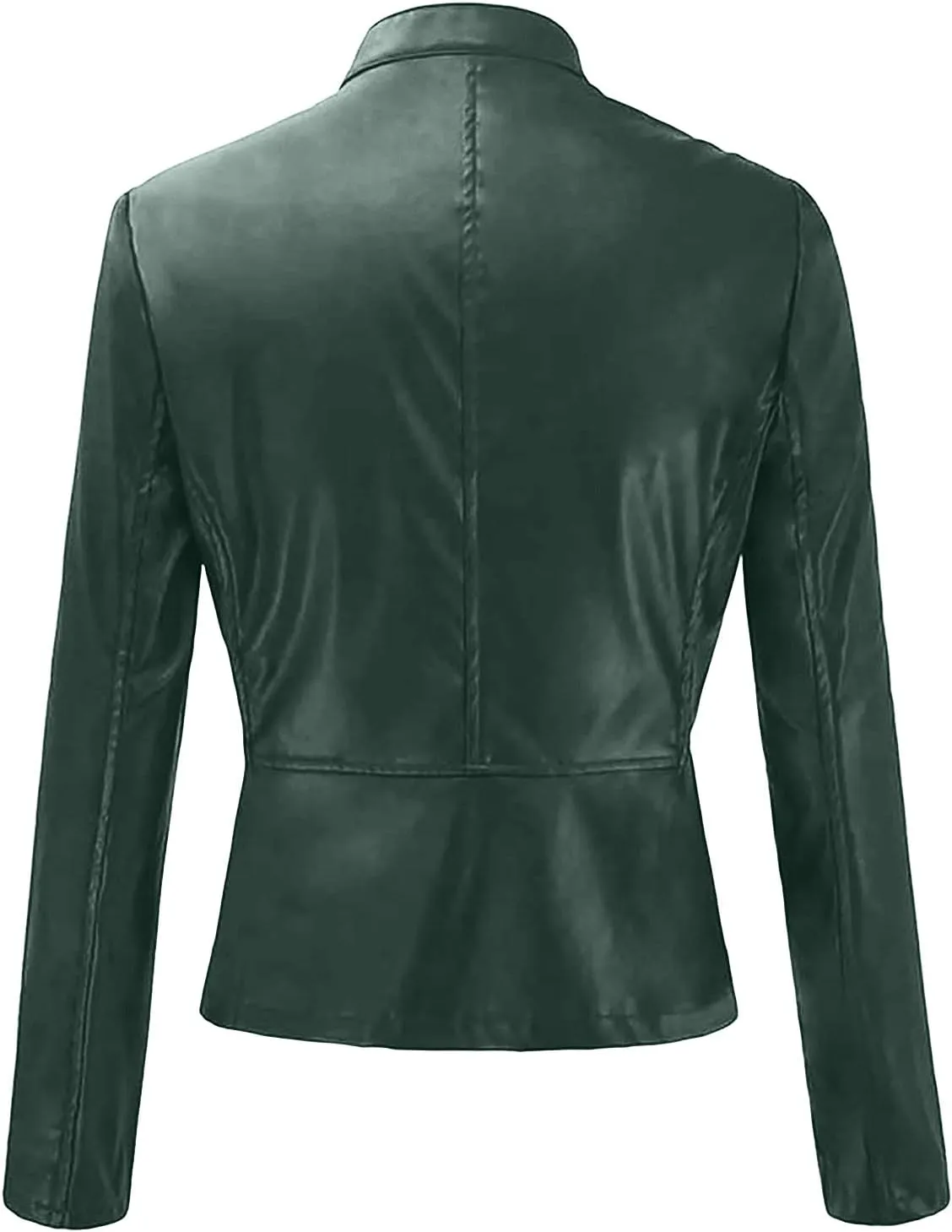 NATHGAM Women's Faux Leather Jackets Trendy Zip Up Motorcycle PU Outwears Stand Collar Motocross Racer Bomber Short Jackets