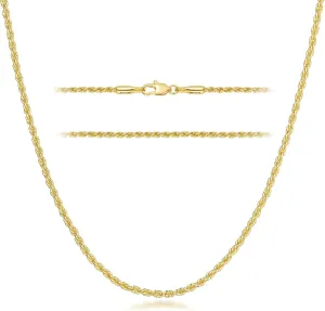 Necklace 14k Gold Chain for Women 2mm Rope Gold Chain Necklace Womens Men Non-Tarnish & Dainty Necklaces for Women Men All Lengths 16-26 Inches