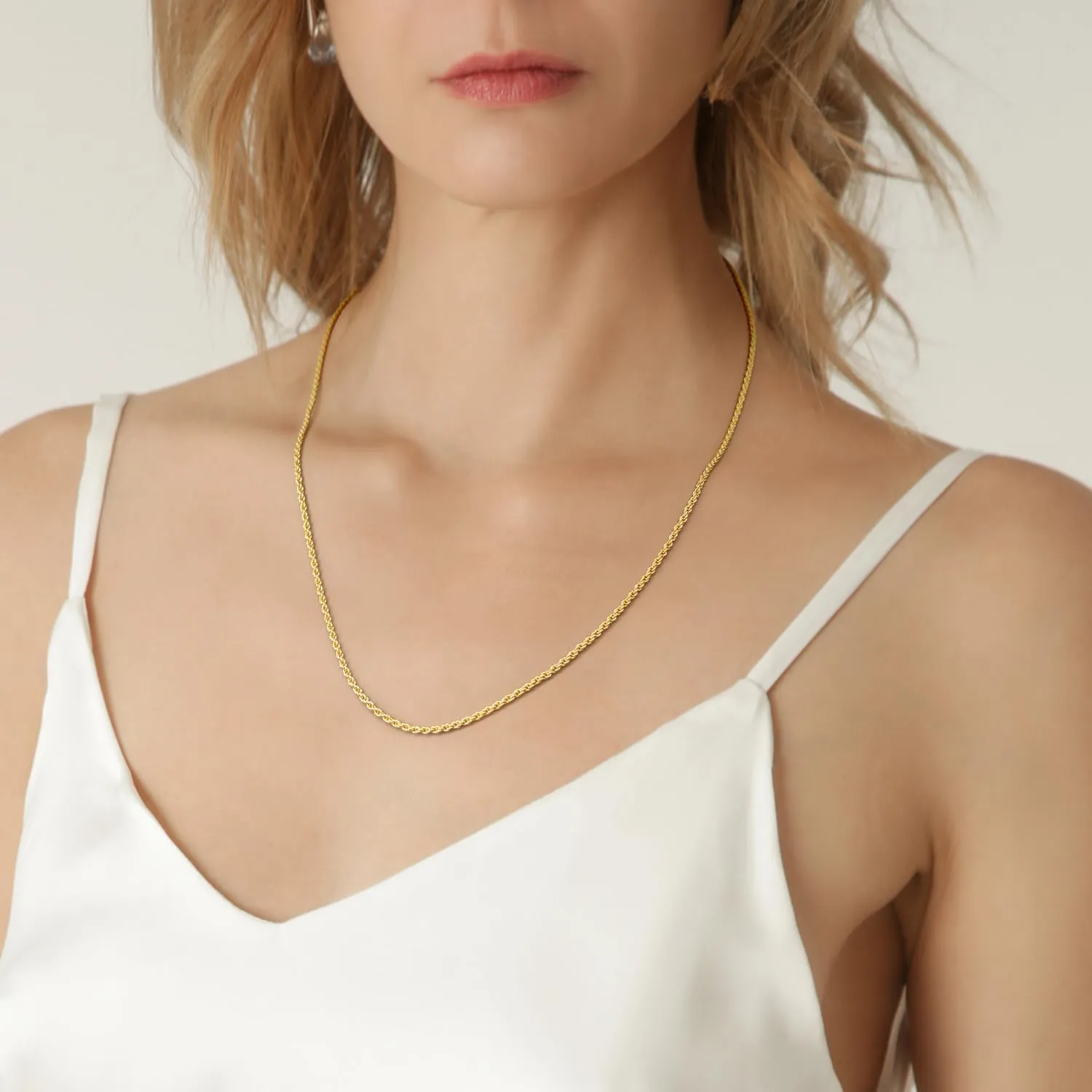 Necklace 14k Gold Chain for Women 2mm Rope Gold Chain Necklace Womens Men Non-Tarnish & Dainty Necklaces for Women Men All Lengths 16-26 Inches