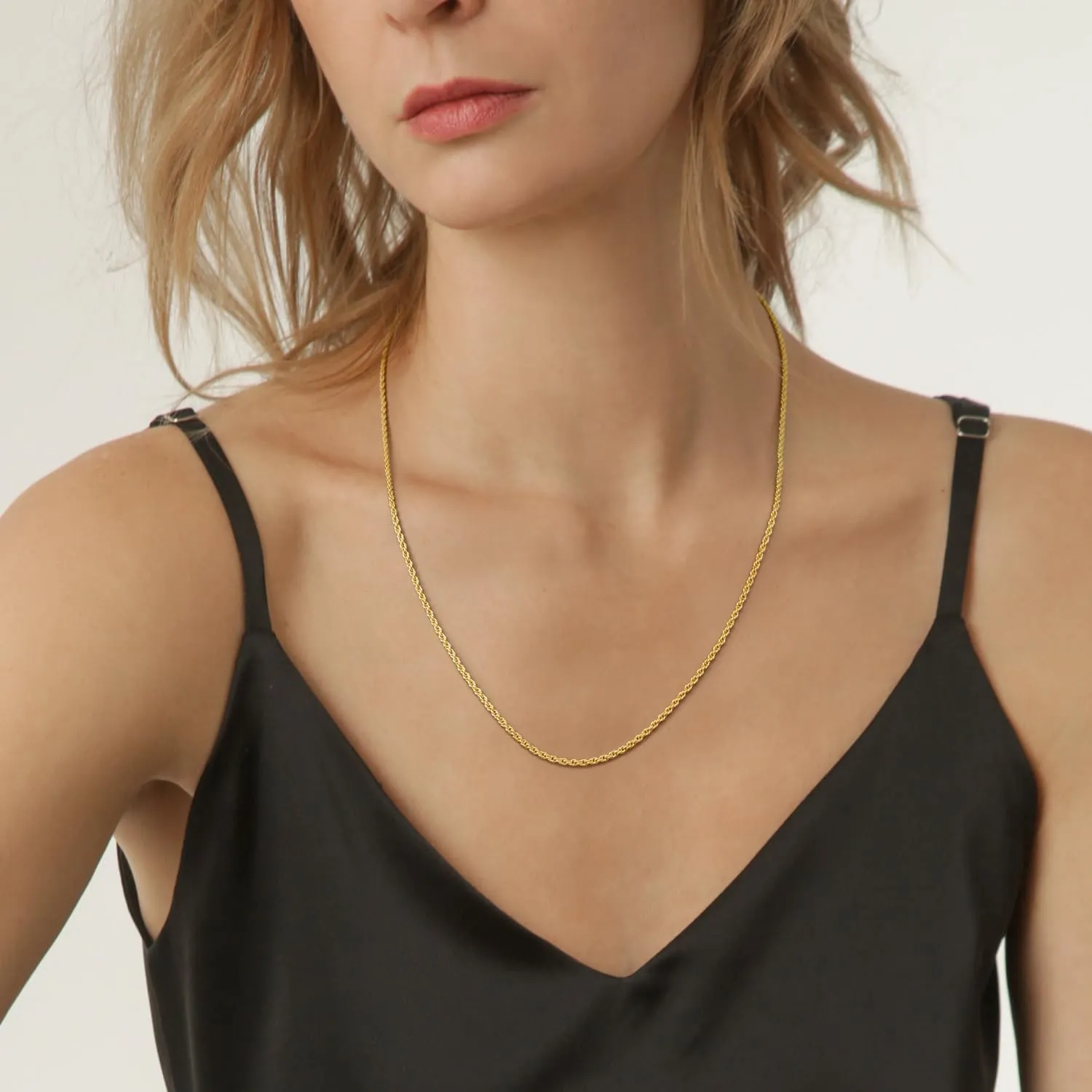 Necklace 14k Gold Chain for Women 2mm Rope Gold Chain Necklace Womens Men Non-Tarnish & Dainty Necklaces for Women Men All Lengths 16-26 Inches