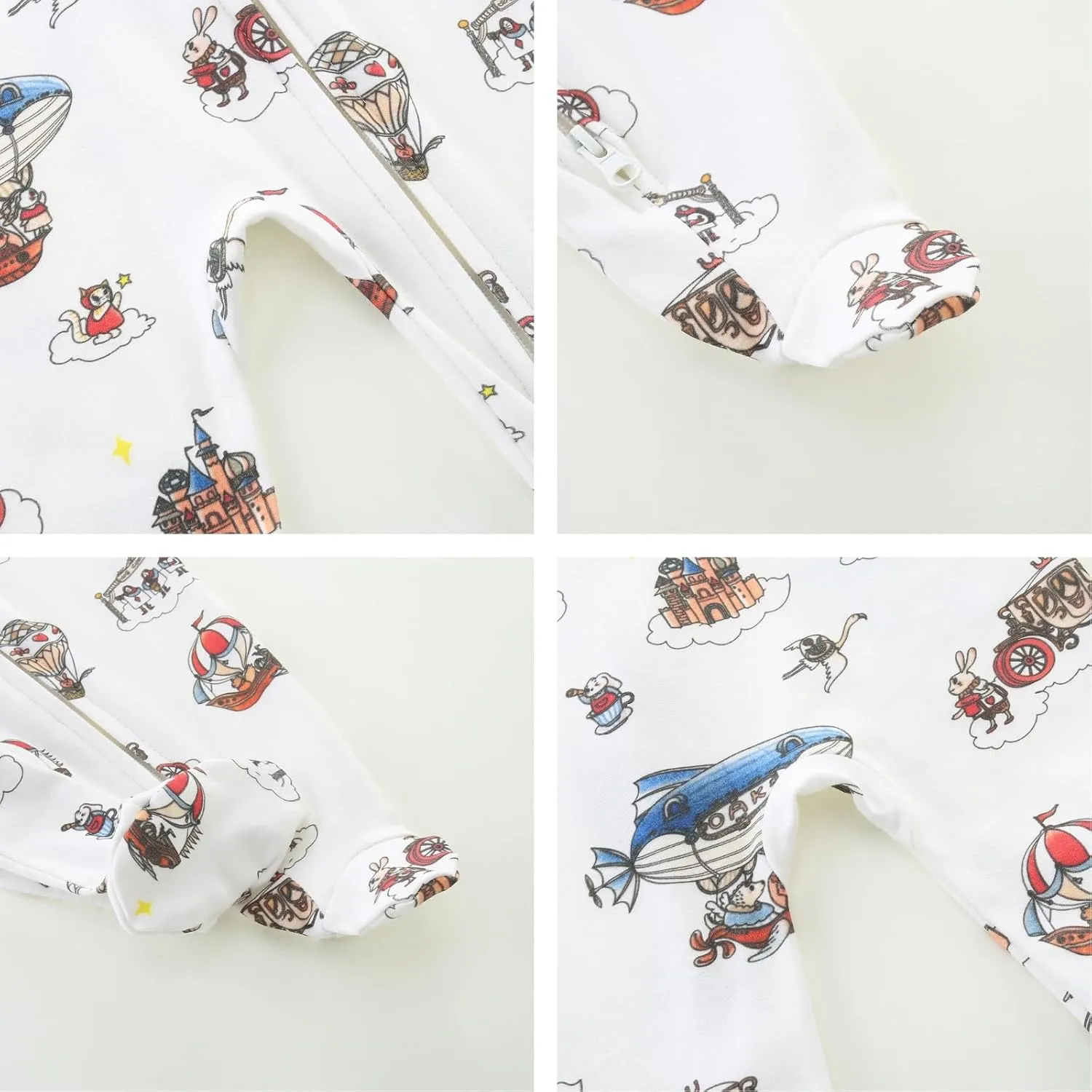 Neutral Baby Clothes Boy Girl Footed Cotton Long Sleeve Double Zipper Onesie