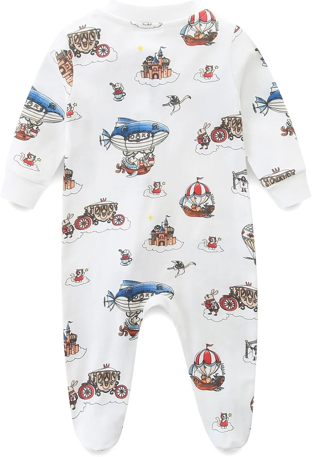 Neutral Baby Clothes Boy Girl Footed Cotton Long Sleeve Double Zipper Onesie