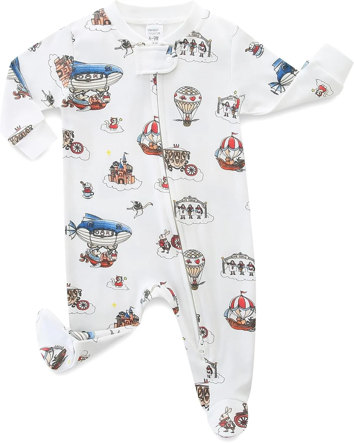 Neutral Baby Clothes Boy Girl Footed Cotton Long Sleeve Double Zipper Onesie