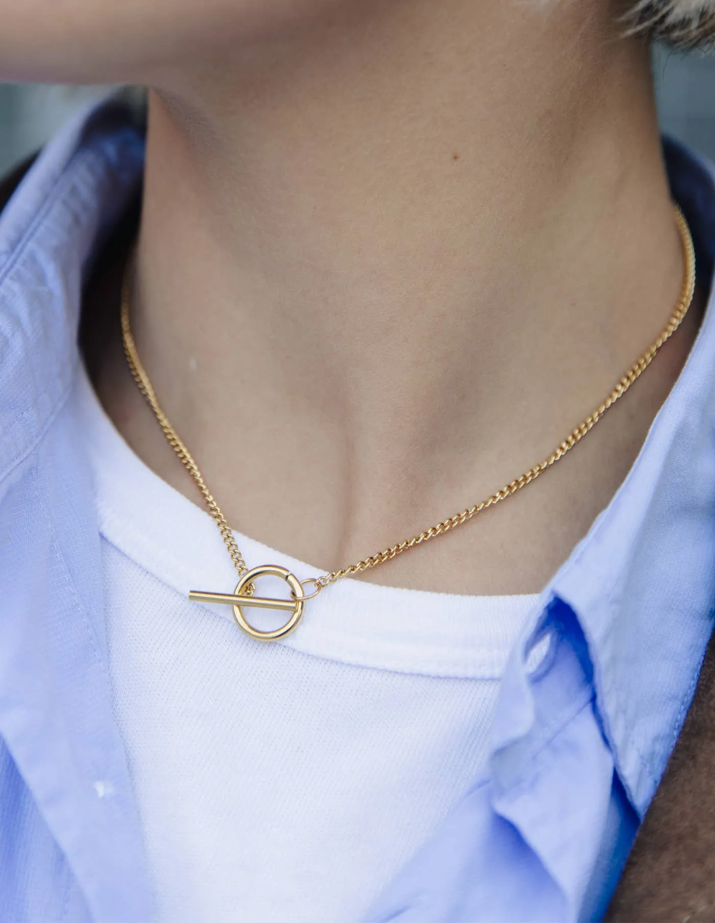 Nordic Muse Herringbone Toggle Gold Necklace