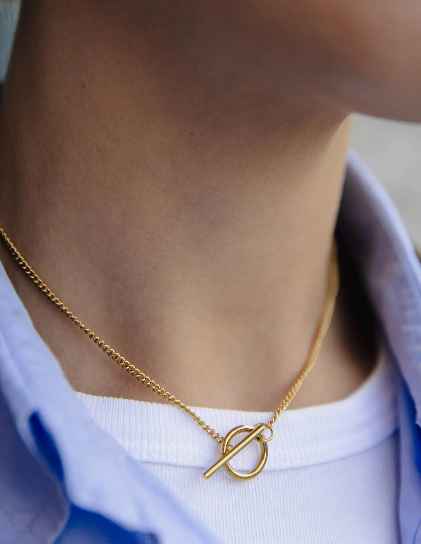 Nordic Muse Herringbone Toggle Gold Necklace