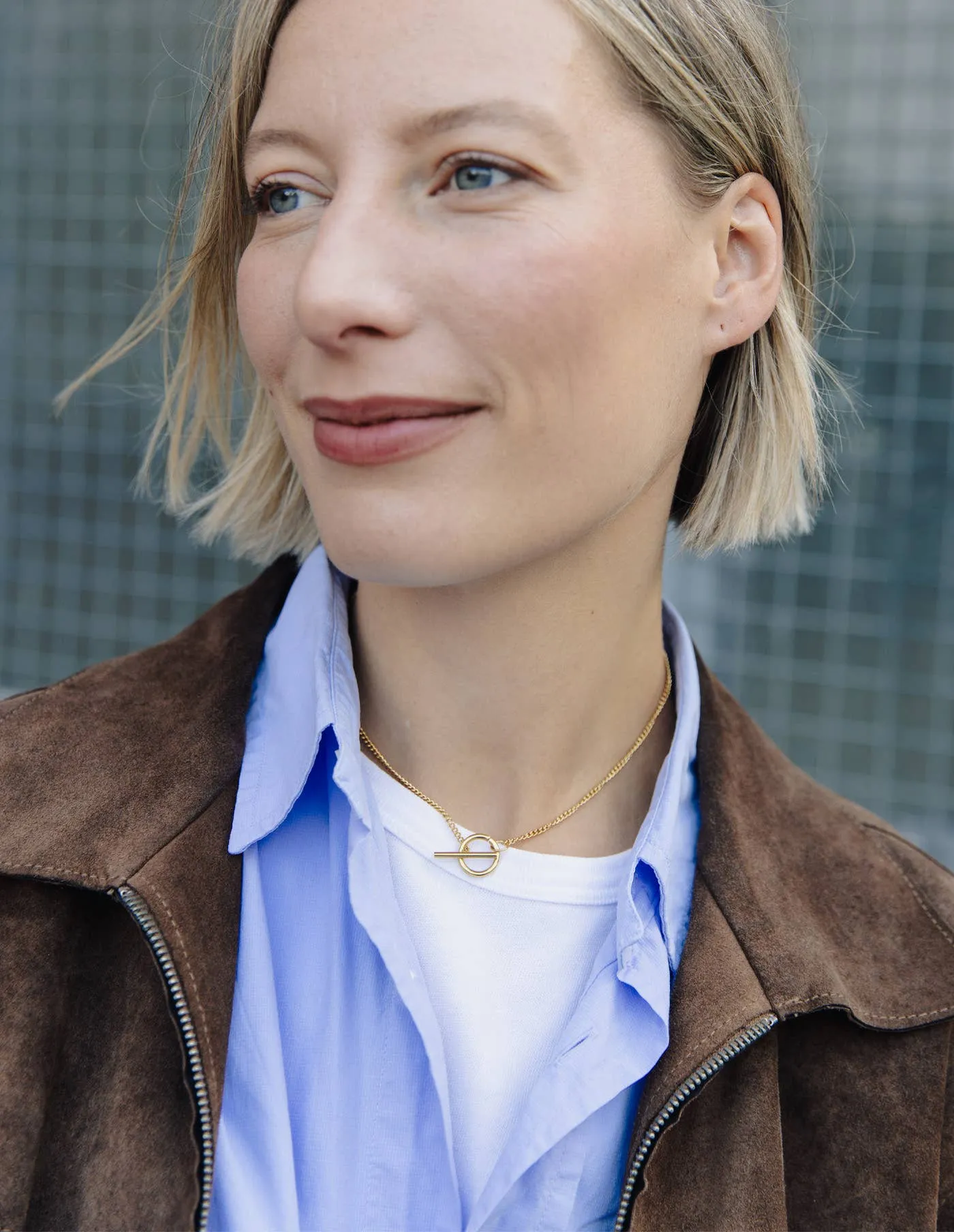 Nordic Muse Herringbone Toggle Gold Necklace