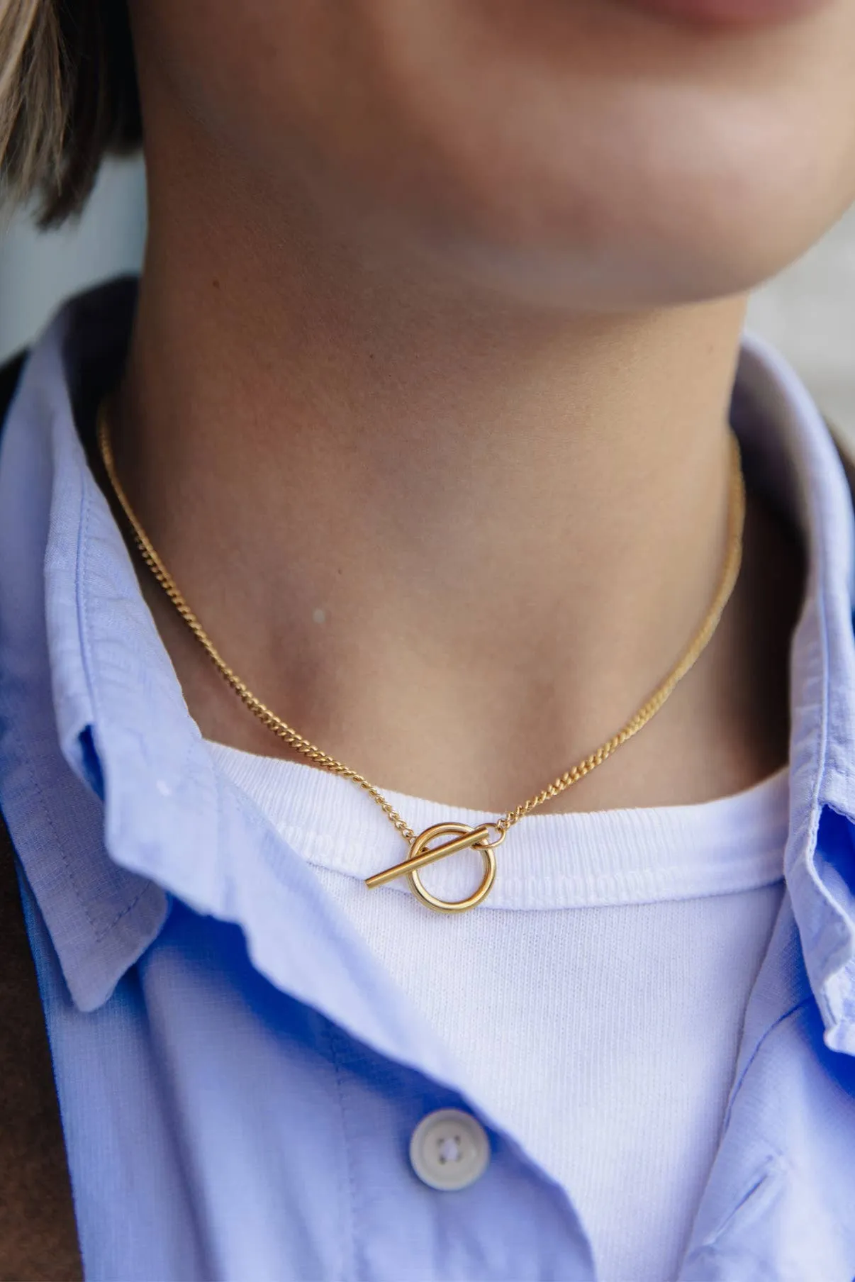 Nordic Muse Herringbone Toggle Gold Necklace