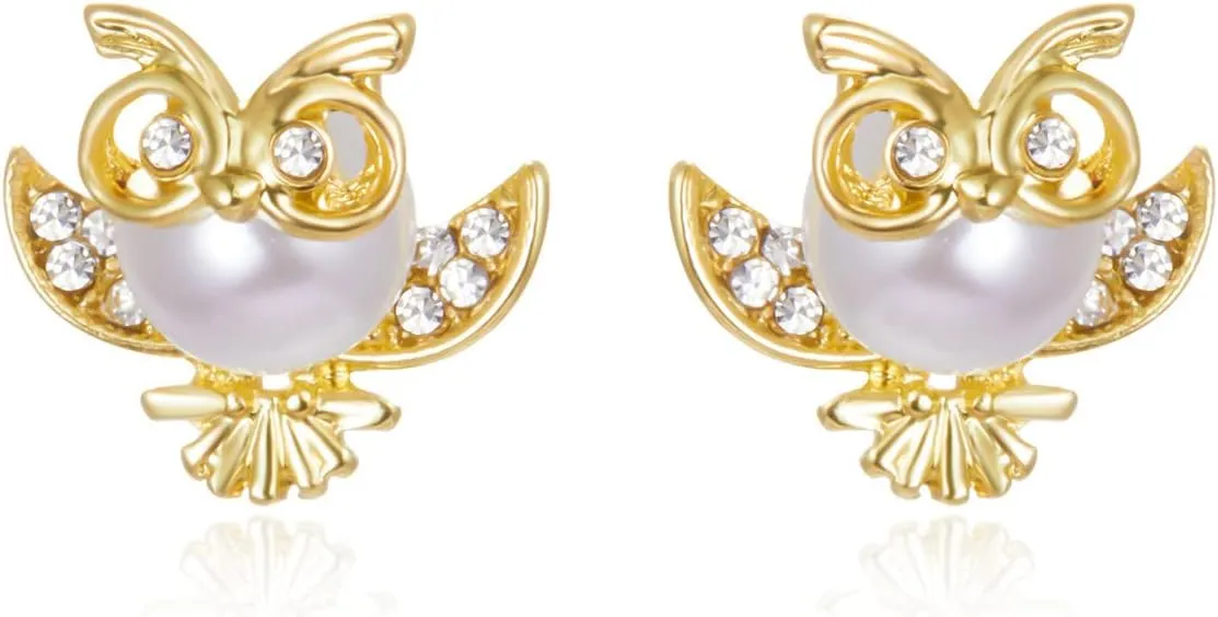 Novelty Pearls Earrings for Women Girls Charms Small Zinc Alloy Stud Animals Earrings Jewelry Creative Wedding Gifts