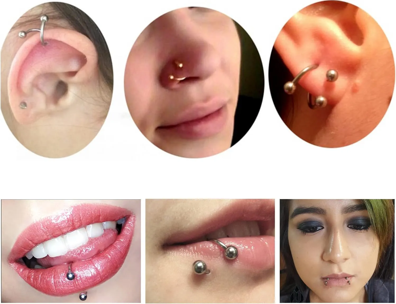 Ocptiy 16G Spiral Lip Rings Hoops 316L Surgical Steel Cartilage Helix Tragus Earring Lip Eyebrow Labret Septum Smiley Rings Hoop Piercing Jewelry 8mm 10mm