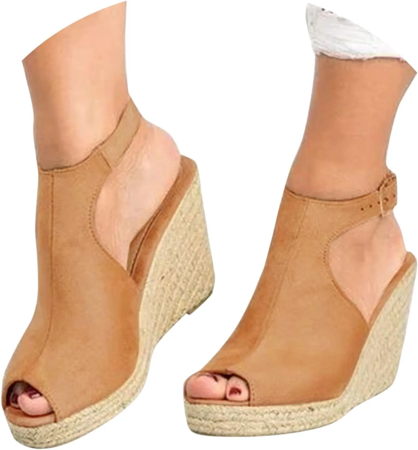 Of Today Orthopedic Sandals For Women Casual Open Toes Wedges Sandals Braided Solid Color High Suede Buckle Prom Party Dress Shoes