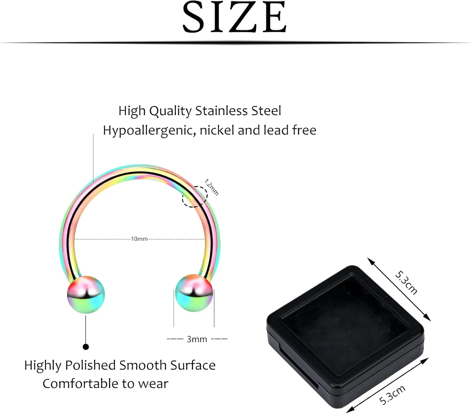 ONESING 53-80 Pcs Septum Rings 16g, Septum Rings for Women Septum Piercing Jewelry Horseshoe Nose Hoop Rings Lip Tragus Cartilage Earrings Stainless Steel Body jewelry 10mm