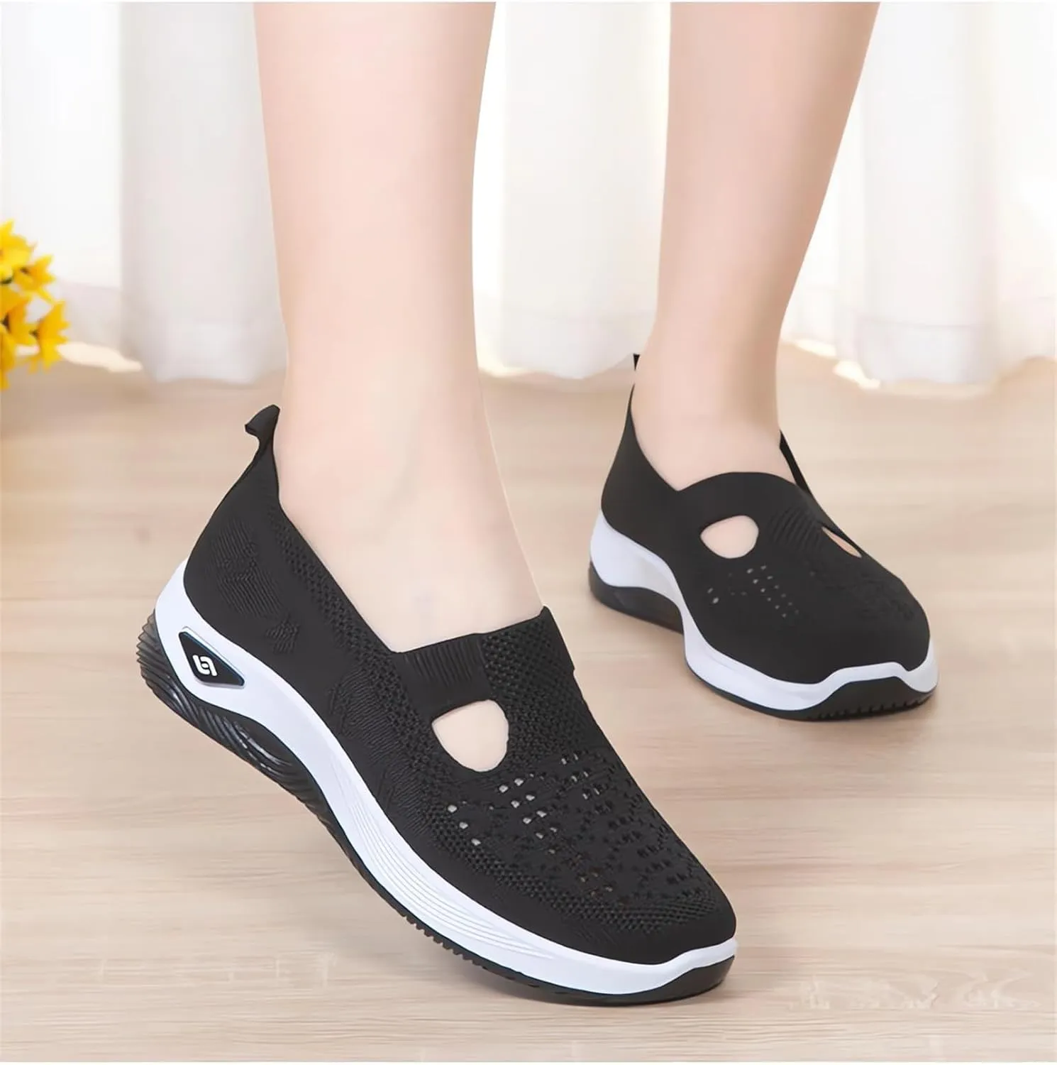 Ortho Stretch Cushion Sneakers for Women Woven Orthopedic Breathable Soft Shoes Slip On Arch Support Walking Shoes Mesh Slip On Sneakers Unisex Non-Slip Healthy Pro Barefoot Shoe