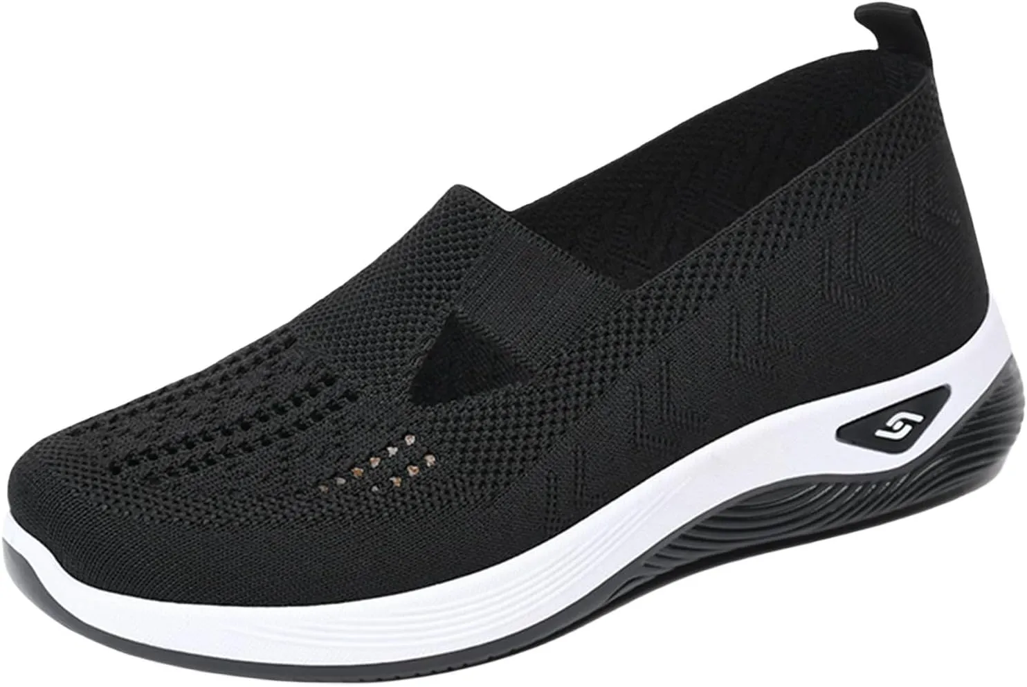 Ortho Stretch Cushion Sneakers for Women Woven Orthopedic Breathable Soft Shoes Slip On Arch Support Walking Shoes Mesh Slip On Sneakers Unisex Non-Slip Healthy Pro Barefoot Shoe