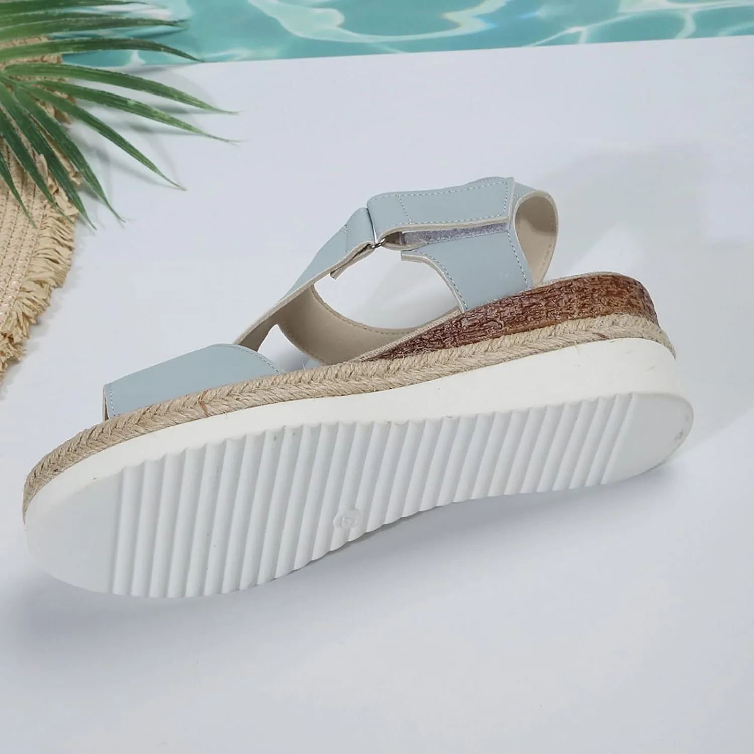 Orthopedic Sandals for Women Summer Buckle Ankle Strap Slip On Sandals, Comfy Open Toe Flat Wedges Comfortable Espadrilles Flats Platform Walking Shoes All Day Comfort