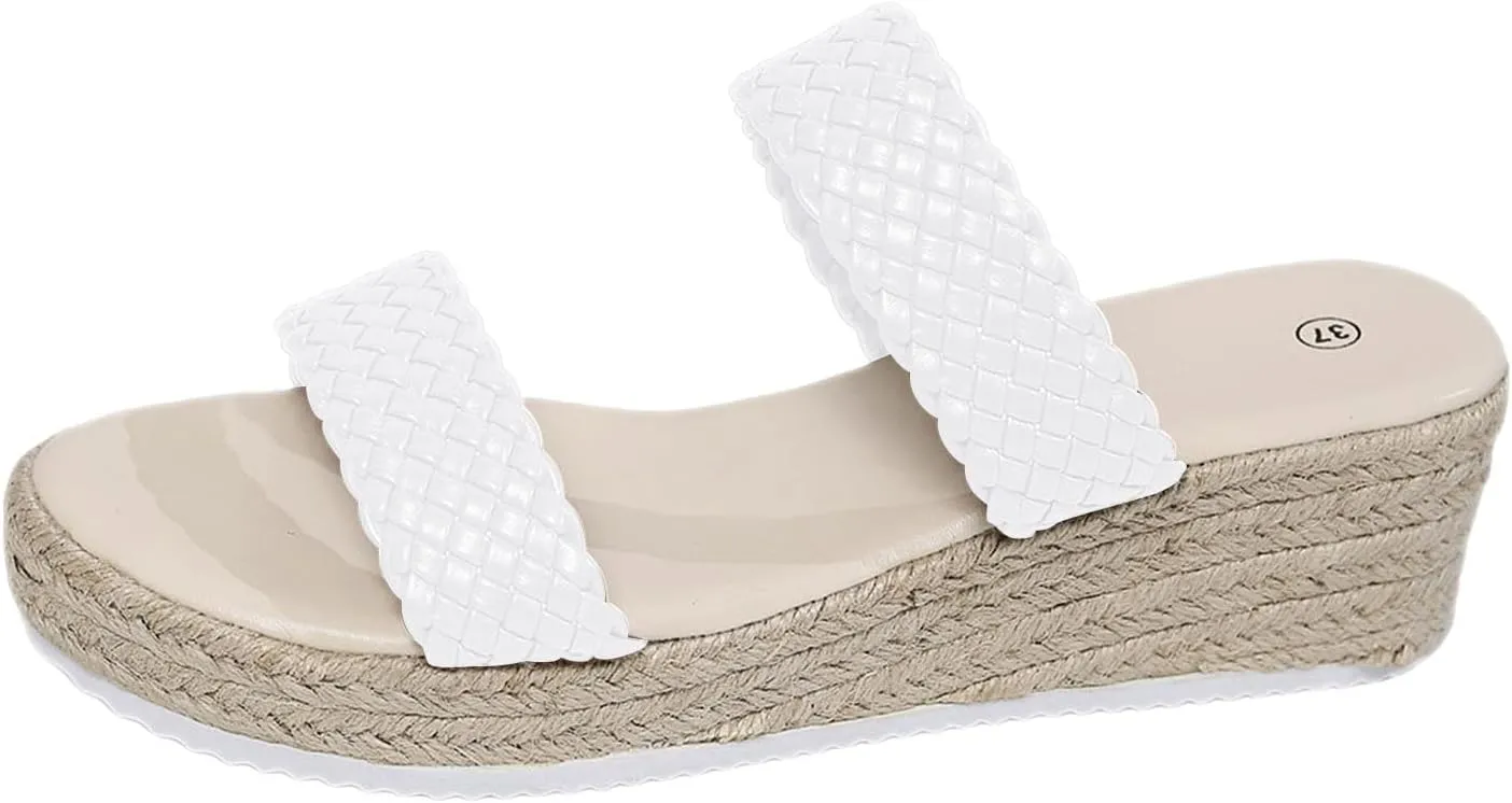 Orthopedic Wedge Sandals for Women 2025 Dressy Summer Slip On Wedge Sandal Open Toe Comfortable Espadrilles Wedges Braided Straps Beach Shoes Resort Platform Slides Mules