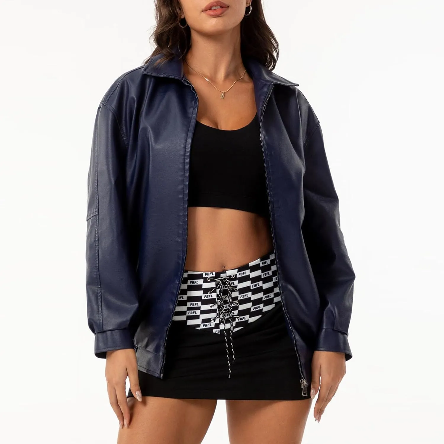 Oversized Leather Jackets for Women Full Zip Up Coats Faux Suede Trendy Motorcycle Coats 2024 Fall Winter Outfits