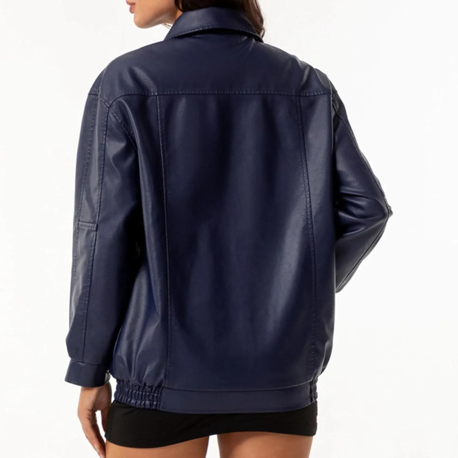 Oversized Leather Jackets for Women Full Zip Up Coats Faux Suede Trendy Motorcycle Coats 2024 Fall Winter Outfits
