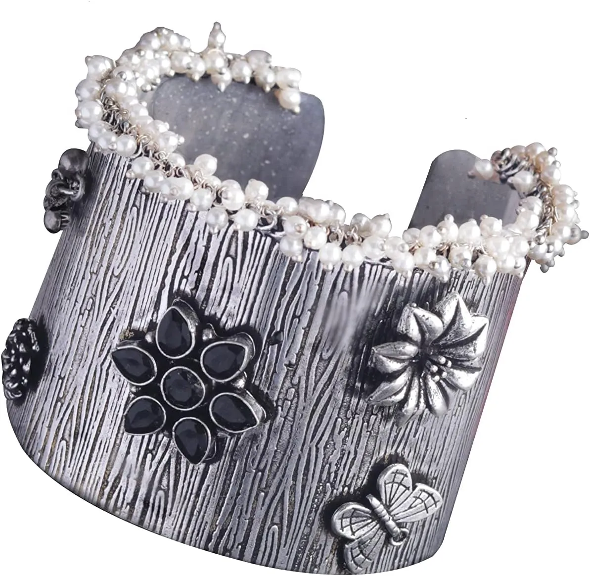 OZANOO Oxidized Bracelet Bangle Hand-Made Stone Setting Oxidized Bracelet/Kada Skin Friendly Bangle A Great Gift For Women And Girls For Special Occasion ., FREE SIZE