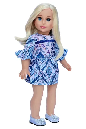 Party Dress - Blue Dress for 18 inch American Girl Doll