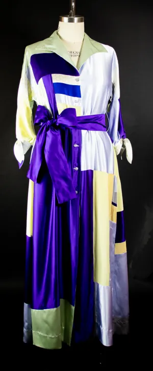 Patchwork Silk Charmuese Robe