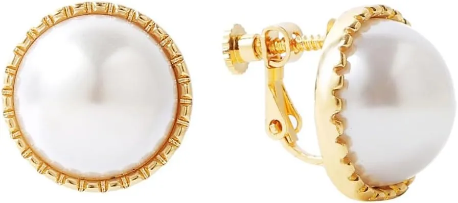 Pearl Clip on Earrings for Women Pearl CZ Drop Clip Earrings for Women 14k Gold Plated White Imitation Pearl Earrings Fashion Jewelry for Women