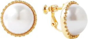 Pearl Clip on Earrings for Women Pearl CZ Drop Clip Earrings for Women 14k Gold Plated White Imitation Pearl Earrings Fashion Jewelry for Women