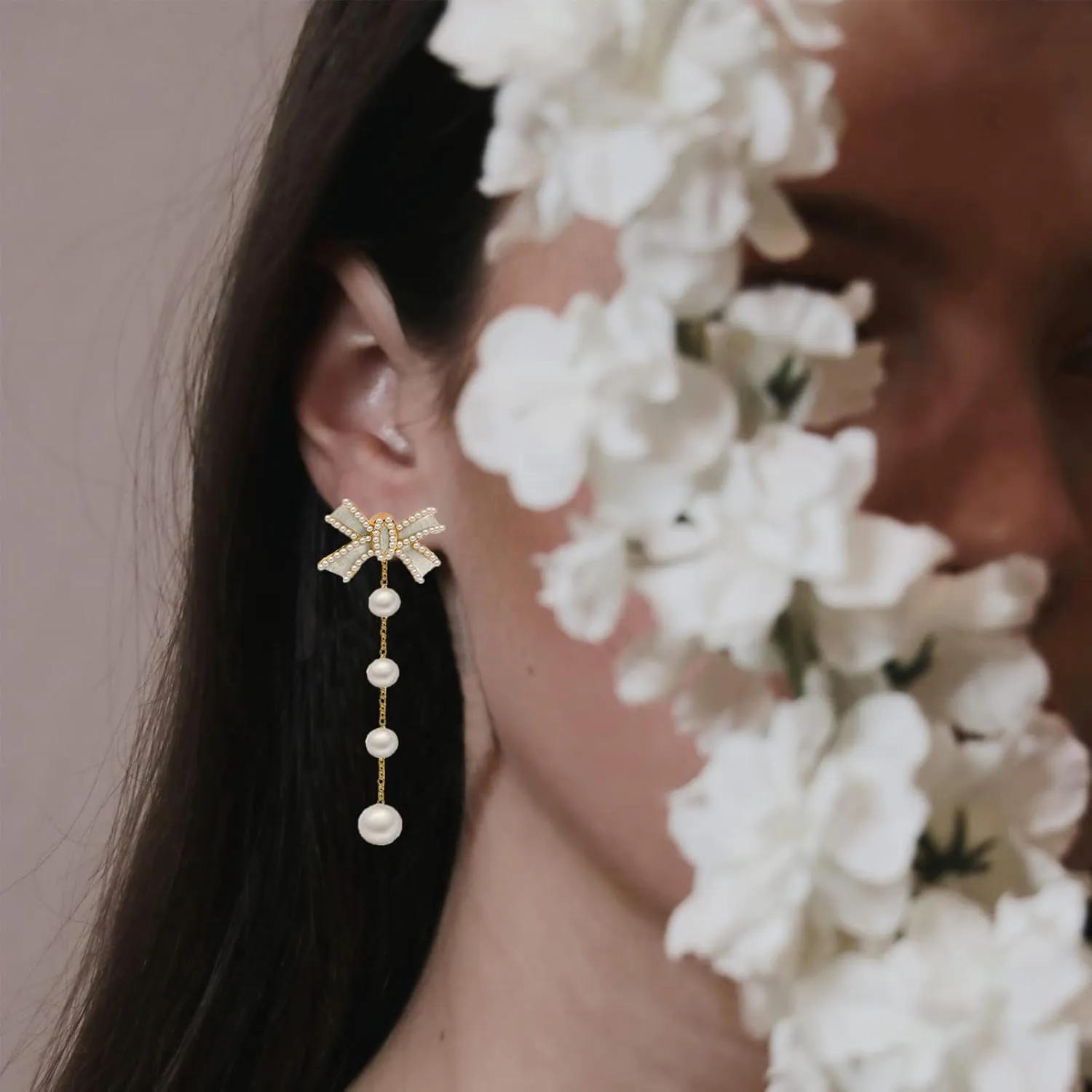 Pearl Earrings for Women, Trendy 14k Gold Plated Pearl Drop Earrings Hypoallergenic Gold Dangle Earrings Jewelry Wedding
