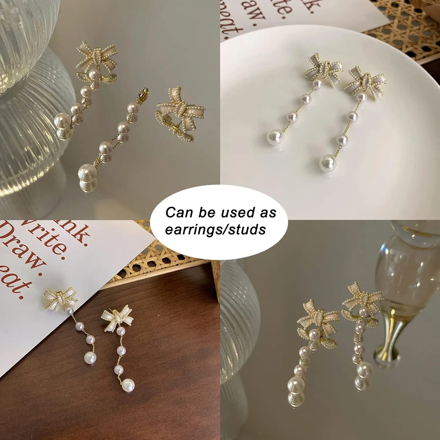 Pearl Earrings for Women, Trendy 14k Gold Plated Pearl Drop Earrings Hypoallergenic Gold Dangle Earrings Jewelry Wedding