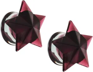 Pierced Owl Purple Faceted Star Shaped Glass Flared Plugs, Sold as a Pair