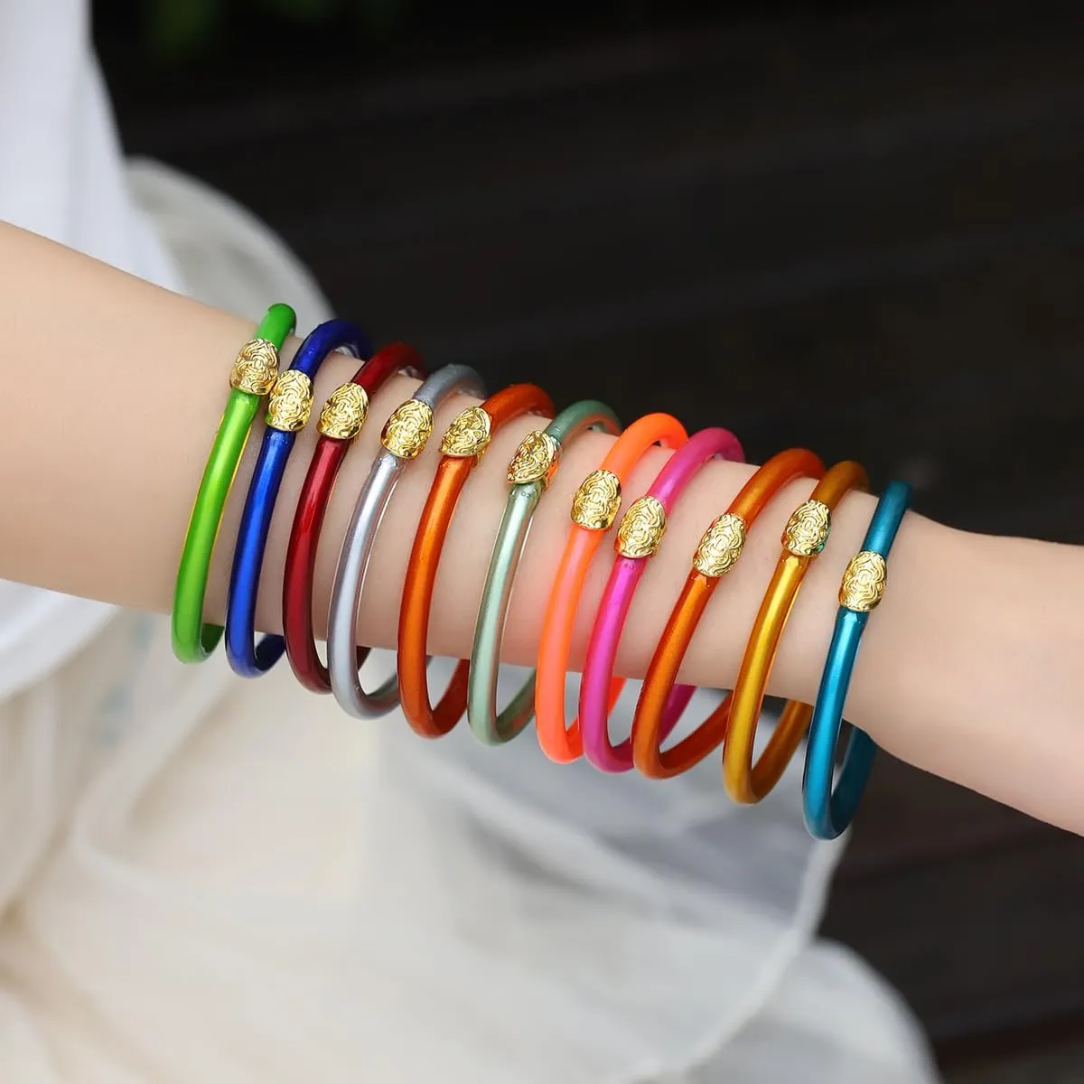 Pingyongchang Candy Color Glitter Resin Bangle Friendship Bracelets Lightweight Soft Silicone Plastic Stack Wristband for Women Men 70s 80s Holiday Beach Jewelry Birthday Party Gifts
