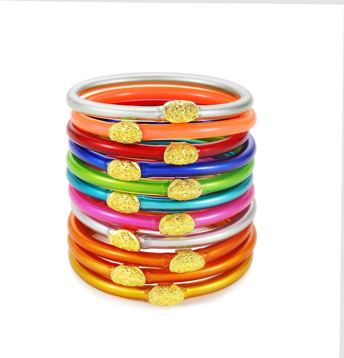 Pingyongchang Candy Color Glitter Resin Bangle Friendship Bracelets Lightweight Soft Silicone Plastic Stack Wristband for Women Men 70s 80s Holiday Beach Jewelry Birthday Party Gifts