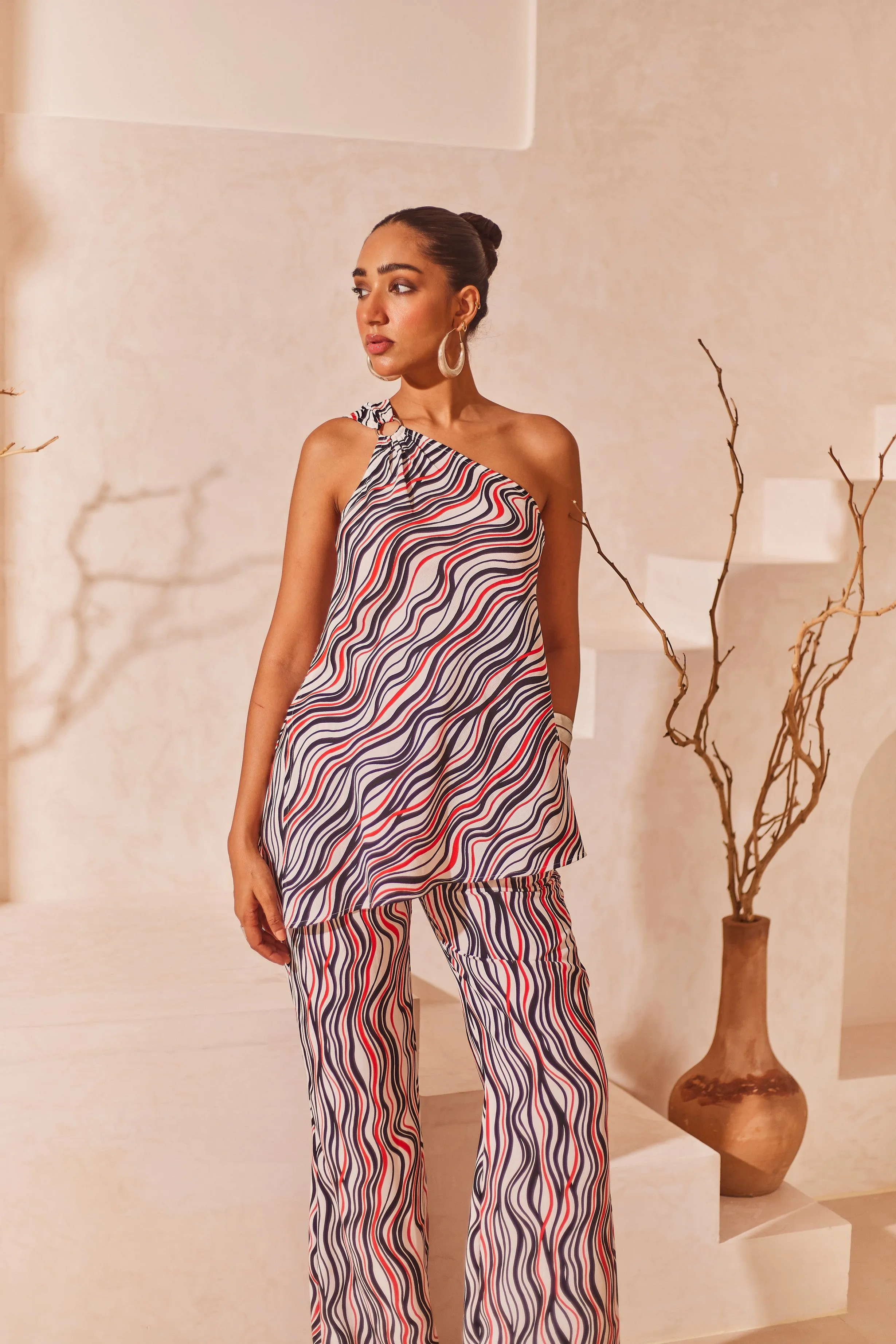Printed Assymetric Tunic Top