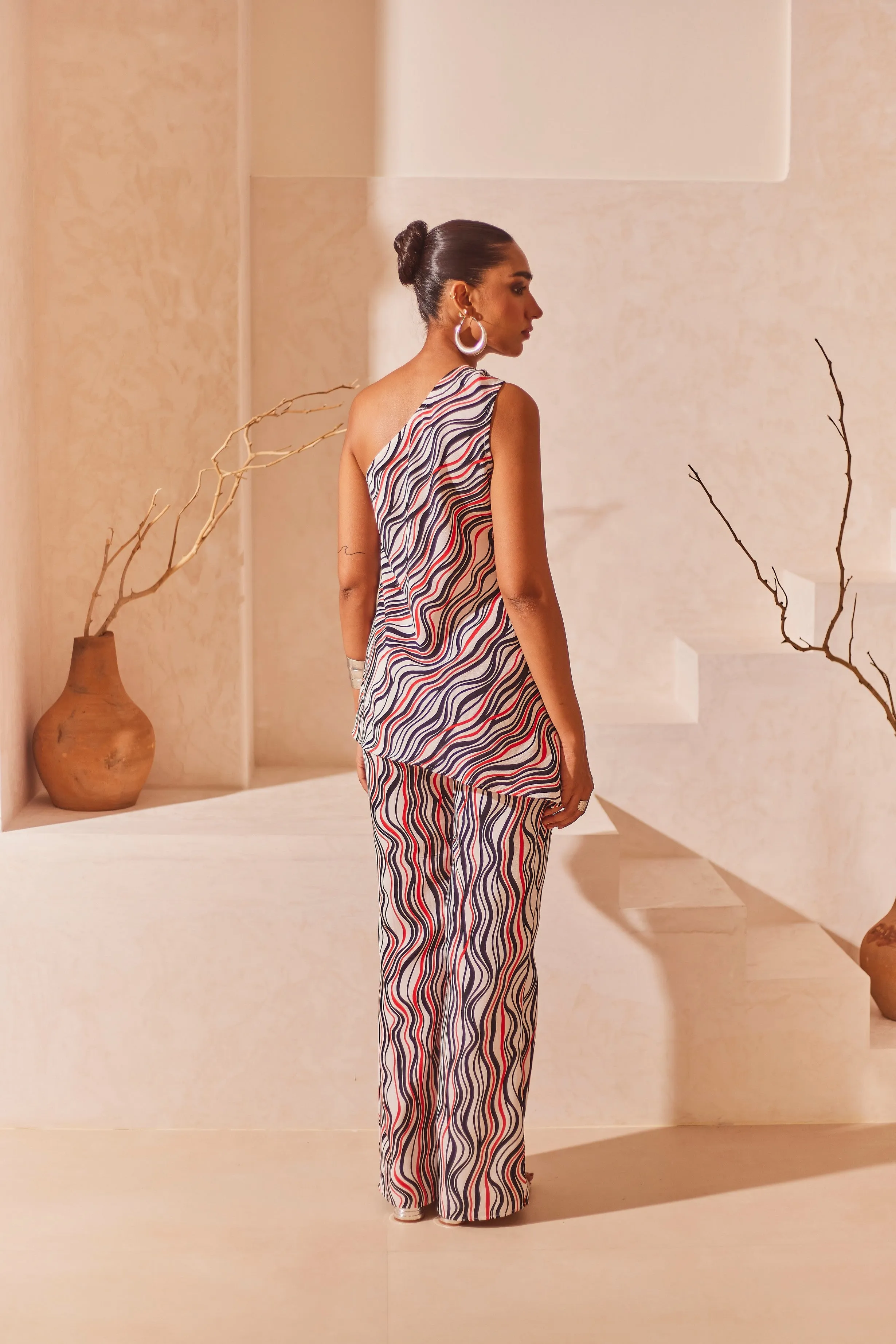 Printed Assymetric Tunic Top