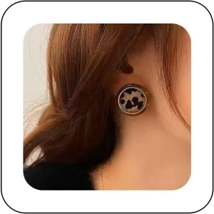 Punk Leopard Coin Earrings Brown Disc Stud Earrings Acrylic Disc Earrings Leopard Print Earrings Round Leopard Earrings Jewelry for Women