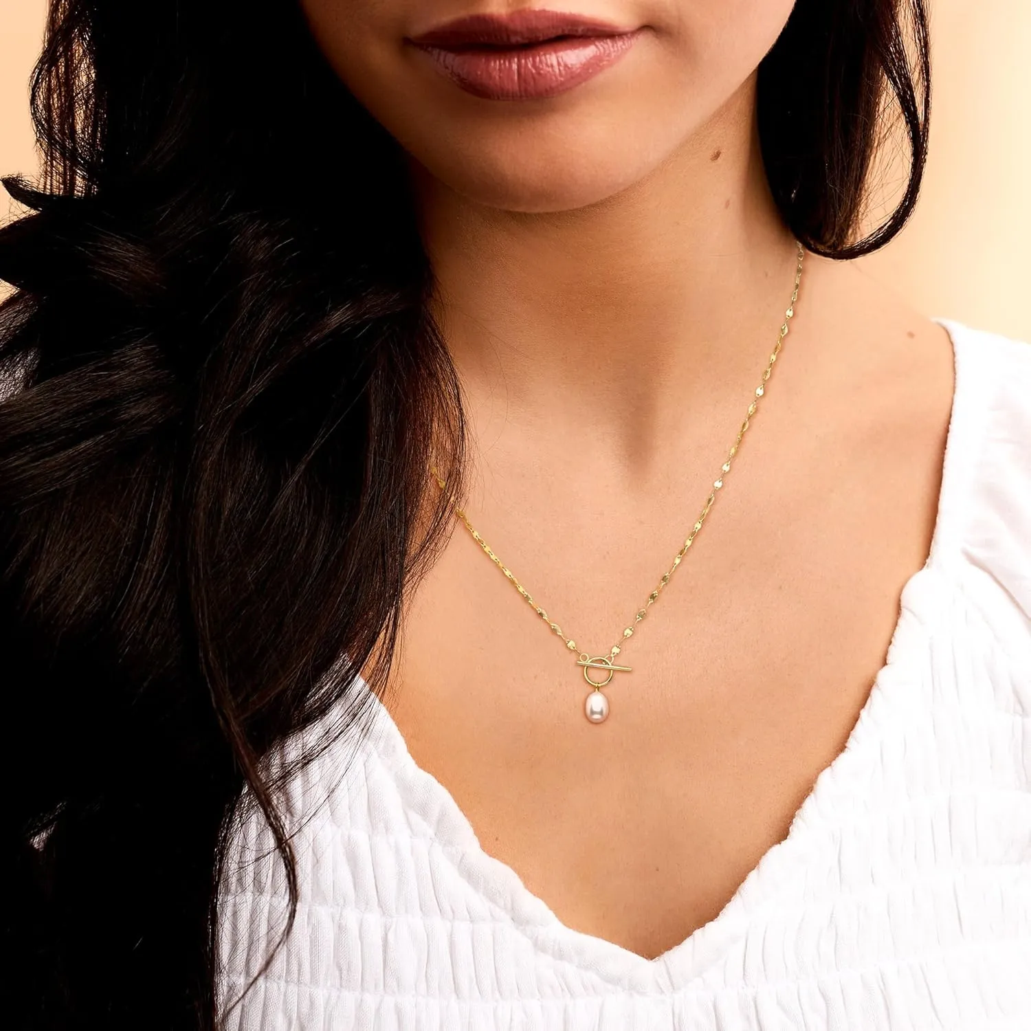 Pure Collection by Ross-Simons 6-6.5mm Cultured Pearl Lumachina-Chain Toggle Necklace in 14kt Yellow Gold