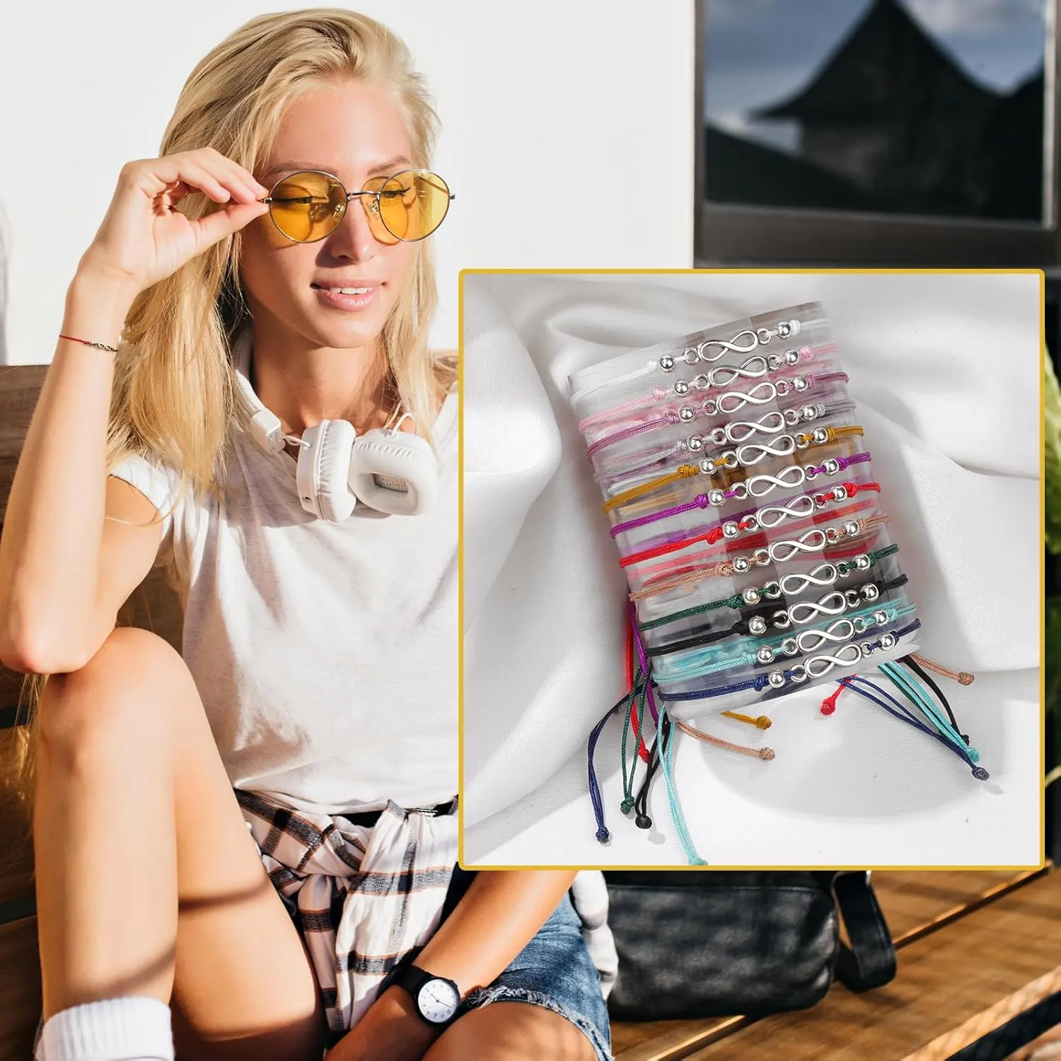 Raicegs 12PCS Friendship String Bracelets for Teen Women Man Boho Surfer Beach Bracelets Anklets Set Handmade Bracelets Bulk Jewelry for Women Man