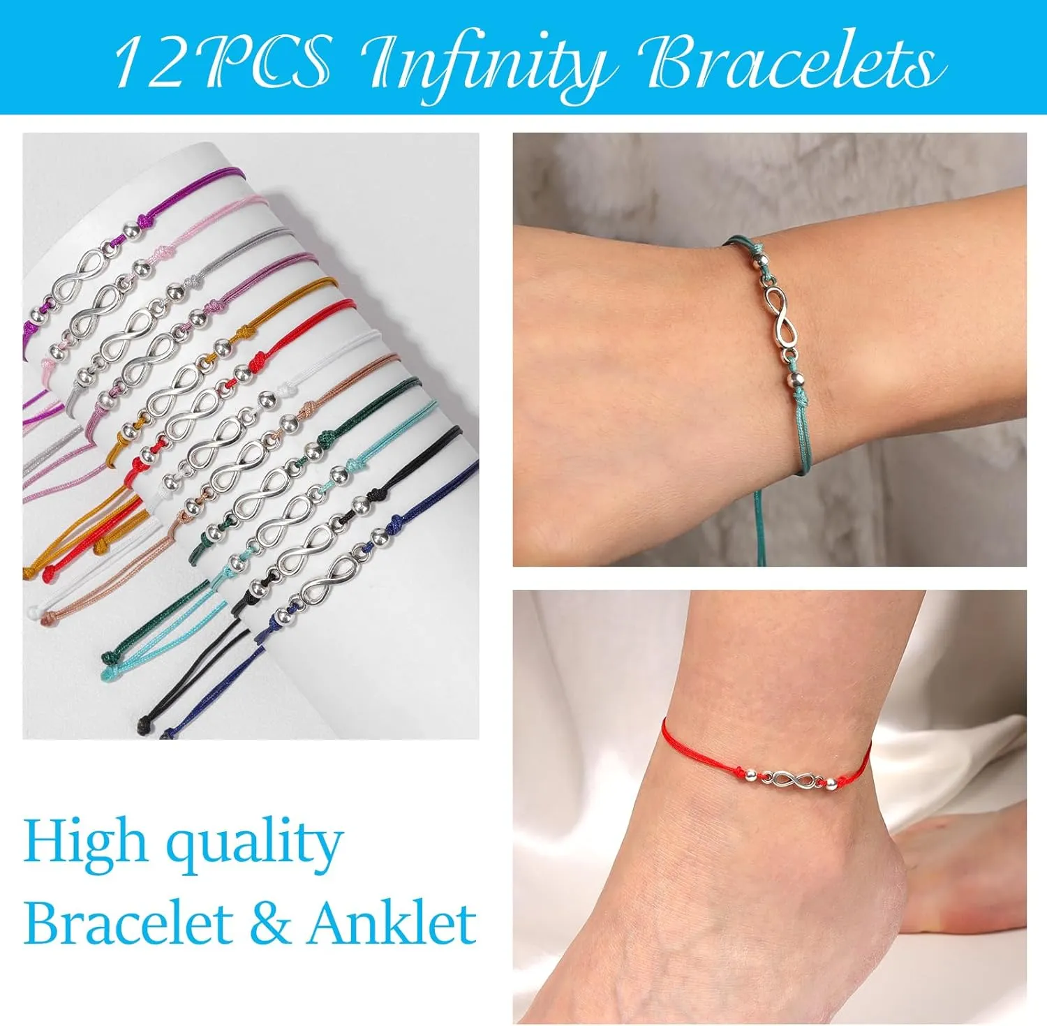 Raicegs 12PCS Friendship String Bracelets for Teen Women Man Boho Surfer Beach Bracelets Anklets Set Handmade Bracelets Bulk Jewelry for Women Man