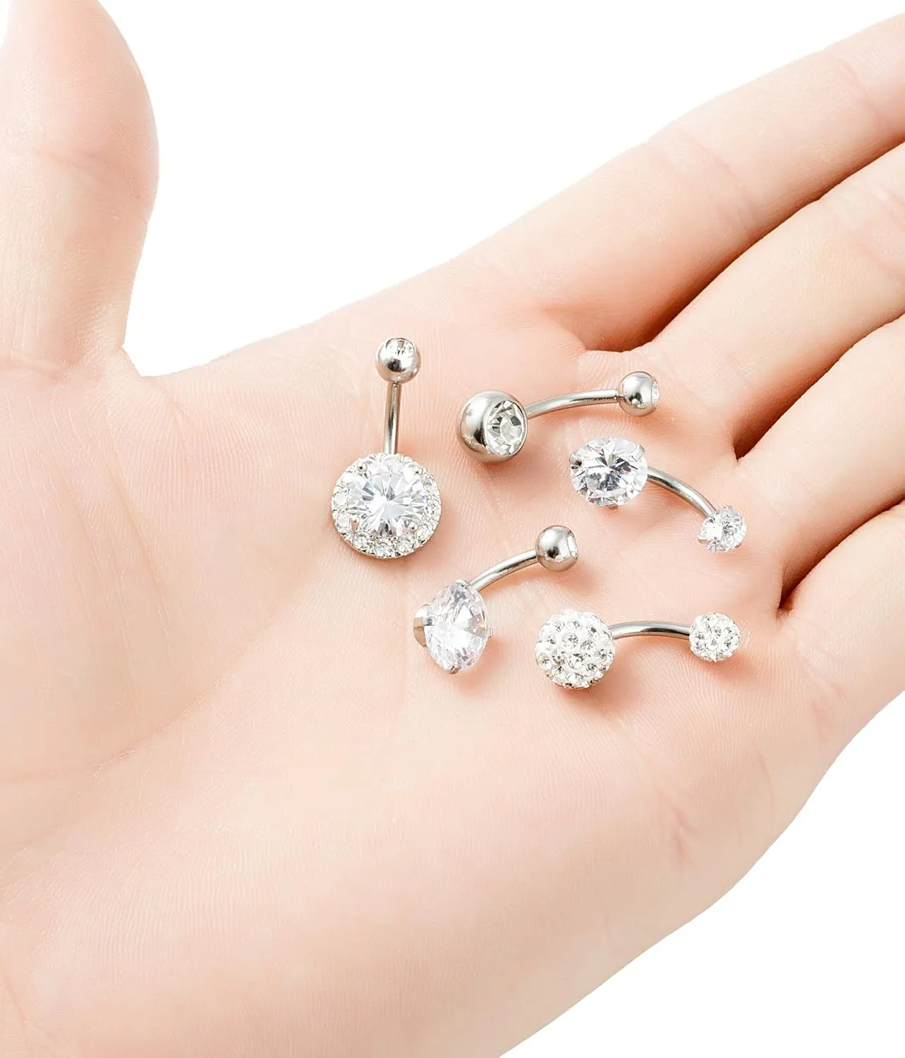 REVOLIA 14G Stainless Steel Belly Button Rings for Women Navel Rings CZ Body Piercing