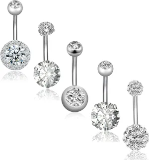 REVOLIA 14G Stainless Steel Belly Button Rings for Women Navel Rings CZ Body Piercing