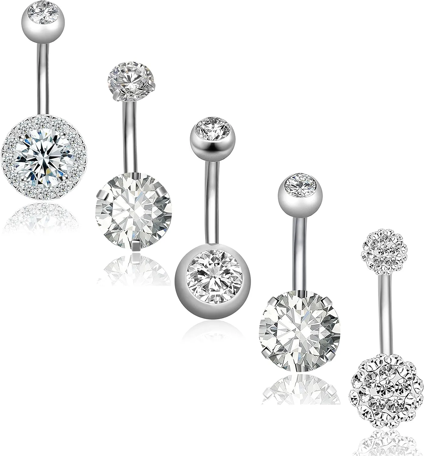 REVOLIA 14G Stainless Steel Belly Button Rings for Women Navel Rings CZ Body Piercing